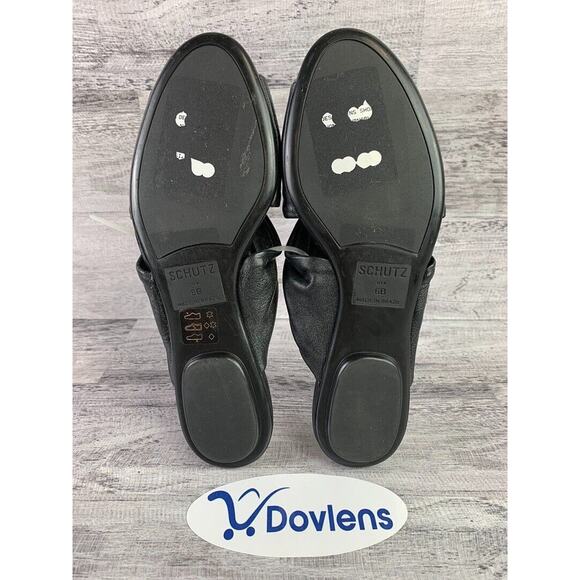 Schutz Womens Size 6B Black Leather Open Toe Knotted Sandals - Picture 5 of 5